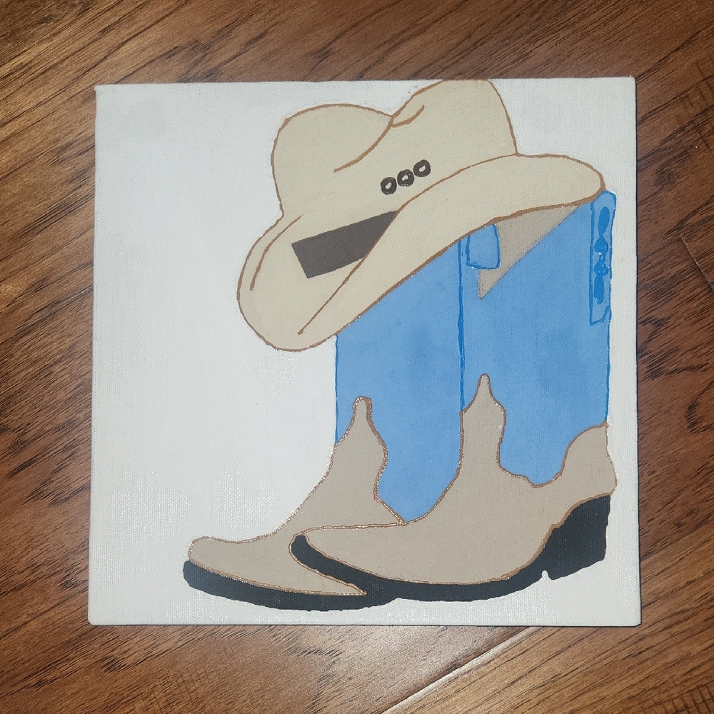 Handmade Canvas Painting - Cowboy Boots